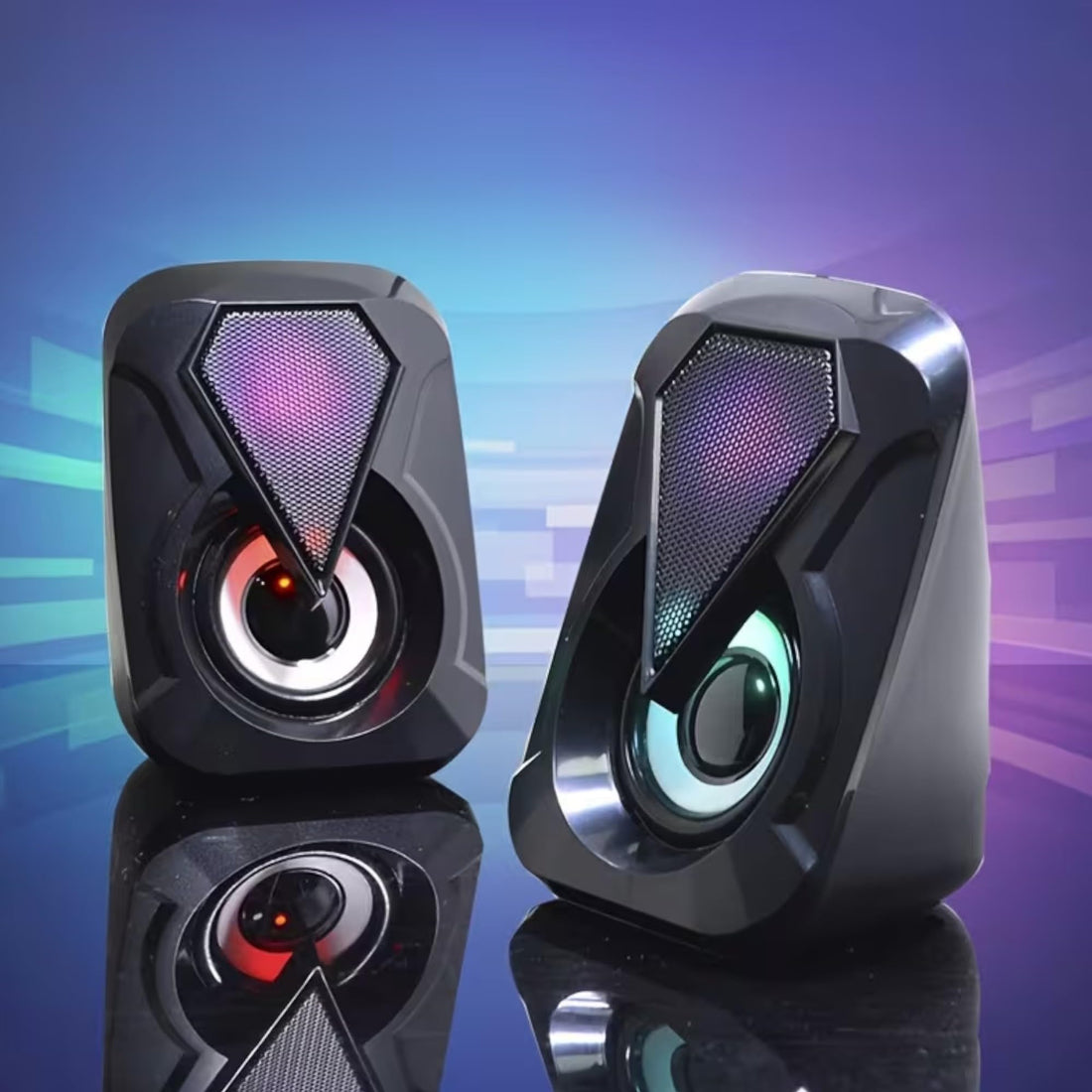 Computer PC Speaker Bar, USB Wired Desktop for PC with Colorful RGB LED Light,Stereo 2.0 USB Powered 3.5mm Aux Portable Gaming Multimedia Speaker for Computer Laptop, Music Player (ZR-120)