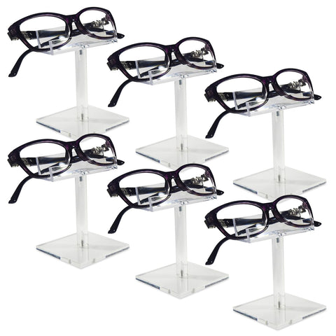 BEST MEDIA Premium Acrylic Eyewear Display Stand, Vertical Organizer Rack for Sunglasses, Space-Saving Professional Holder for Home, Vanity or Retail Counter Display, Transparent (1-Tier, Set of 6)