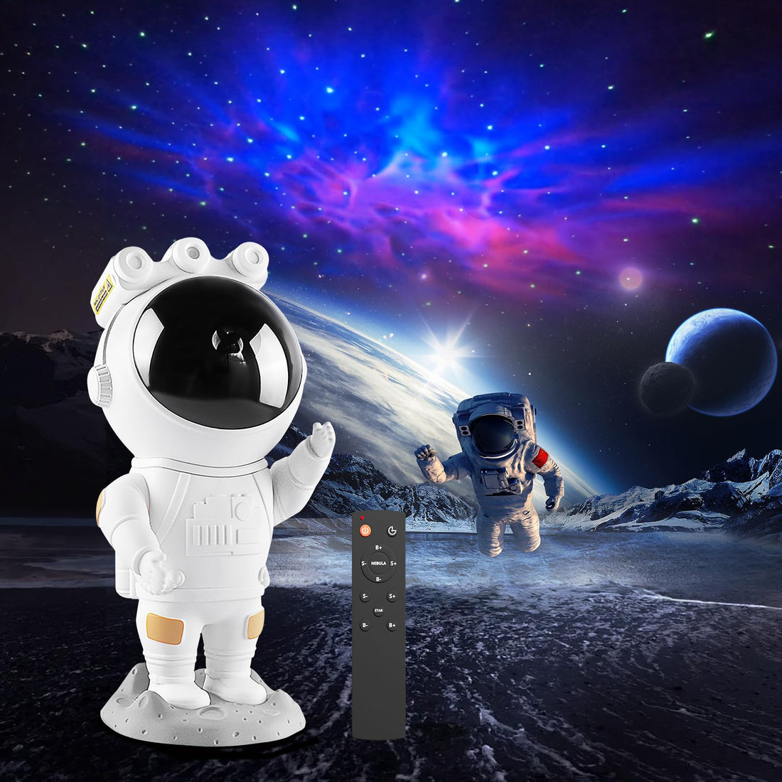 Minvchao Astronaut Projector, Galaxy Star Projector, LED Starry Sky Projector for Children with Timer, Remote Control, Planetarium Night Light for Bedroom, Perfect Gift for Children and Adults