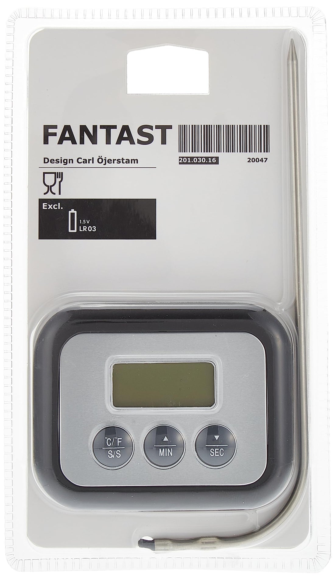 Ikea 801.004.06 Fantast Meat Digital Thermometer/Timer, Black