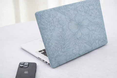 Embossed PU Leather MacBook Case for Apple MacBook Pro 13 Inch, Slim Protective Cover, Scratch-Resistant Laptop Shell for Models A1708 A1706 A1989 A2159 A2251 A2289 A2338 (Light Blue)