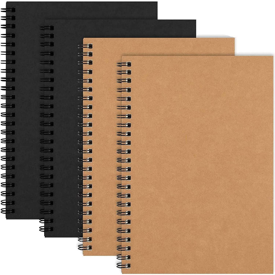 KASTWAVE 4 Packs Of A5 Spiral Notebooks, Regular Diary Notebooks, Soft Cover Notebooks, 50 Sheets, 100 Pages, Lined Paper, 5 Inches X 8 Inches, Suitable For Office And School Supplies
