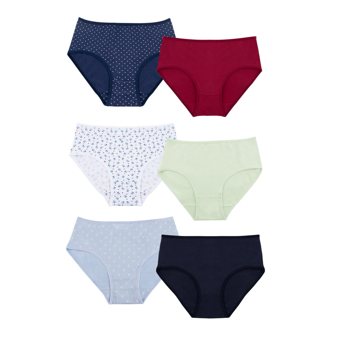 Milk Pack of 6 Cute Midi Panties Underwear for Women