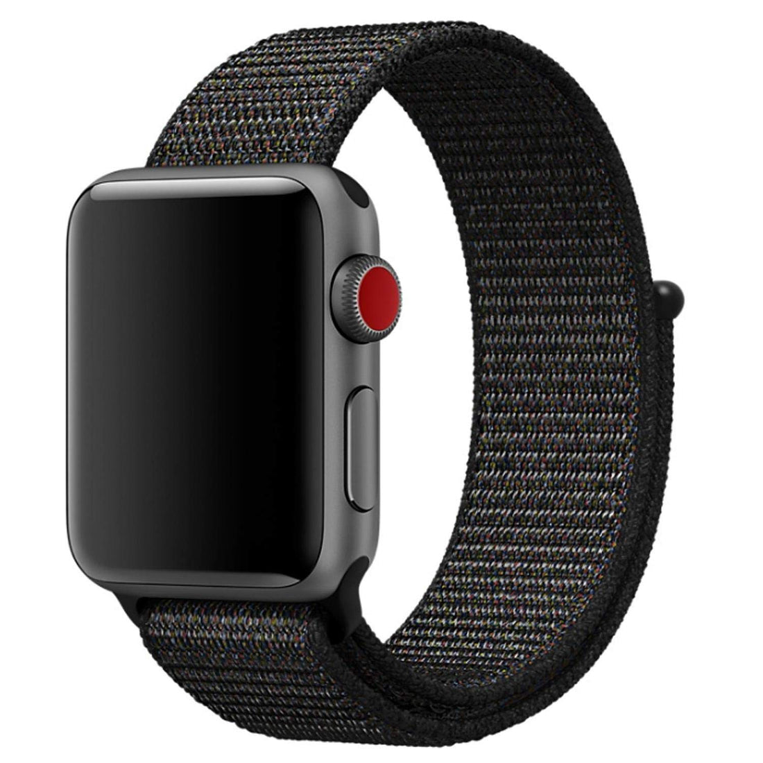 Nylon Loop Band for Apple Watch 42mm/44mm Series 1/2/3/4 Replacement Strap Mesh Soft Breathable Woven Sports Wristband Bracelet Black Platinum