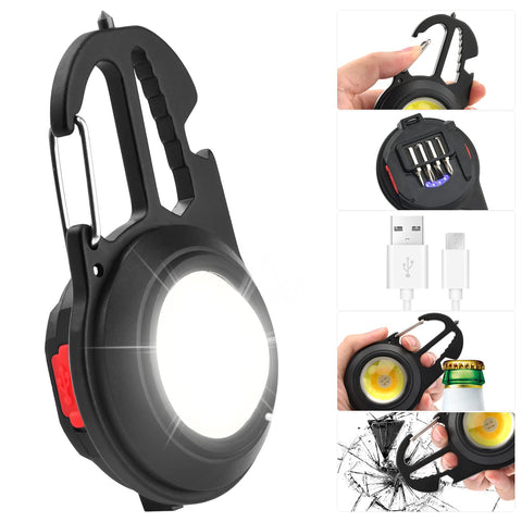 Daakro Mini COB Keychain Flashlights, 1000 Lumens Rechargeable Flashlights Keychain Work Light, 7 Light Modes Portable Light for Fishing, Walking, Camping Accessories Accessories