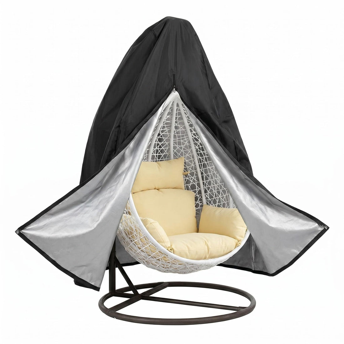 Patio Hanging Chair Cover Egg Swing Chair Covers Waterproof Outdoor Furniture Protector 75in H x 45in D (Black)