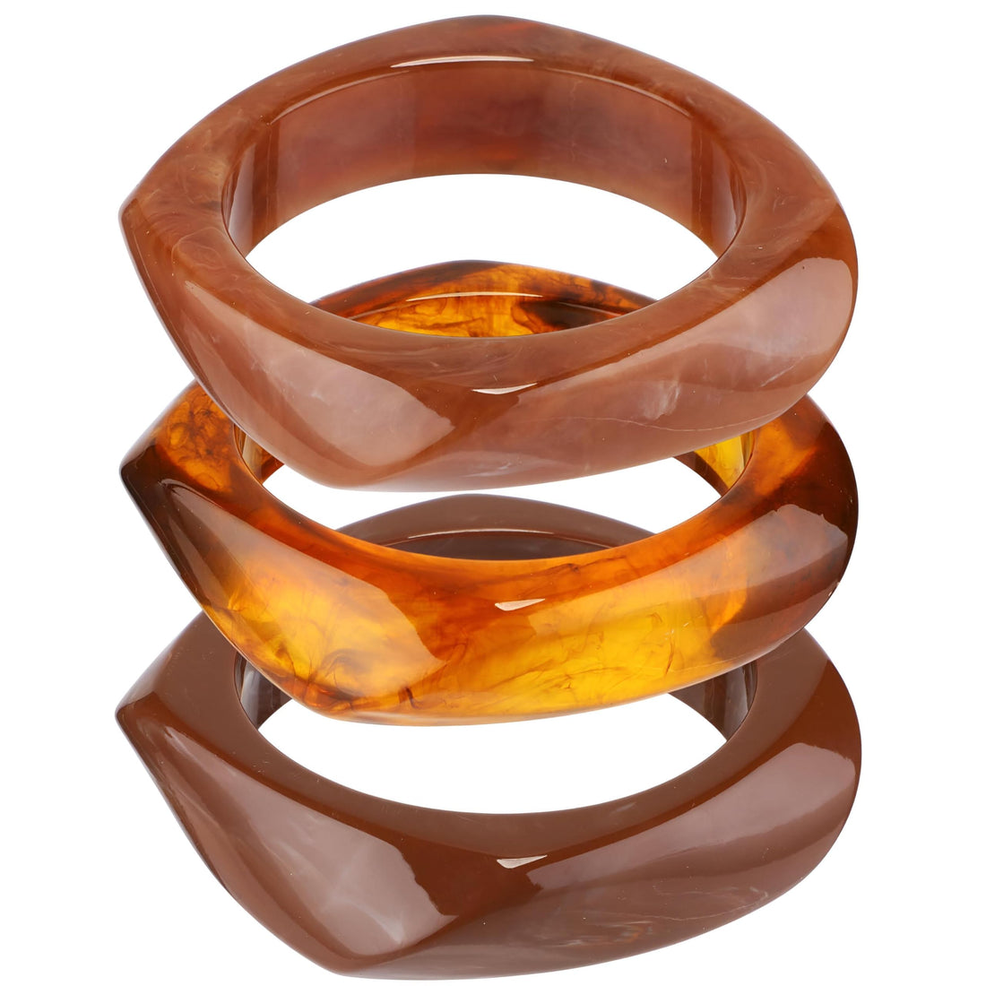 Statement Wristbands Set - A collection of wide, irregular geometric cuff bracelets for women. Chunky punk-style bangles made from bold acrylic resin material.