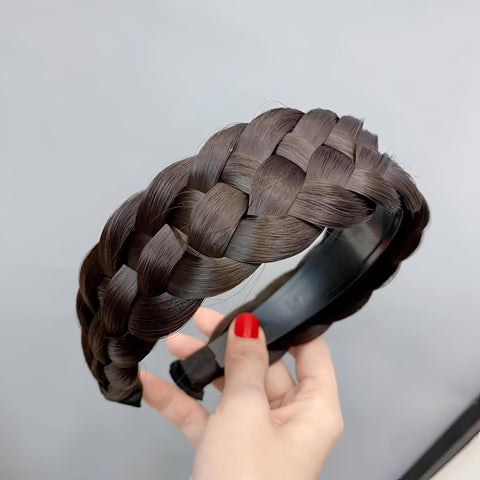 Boho Wig - Elevate your style with a voluminous twist braid headband that sits comfortably around the crown, blending a thick fishbone braid with a flexible hairband for all-day wear. (option 5)