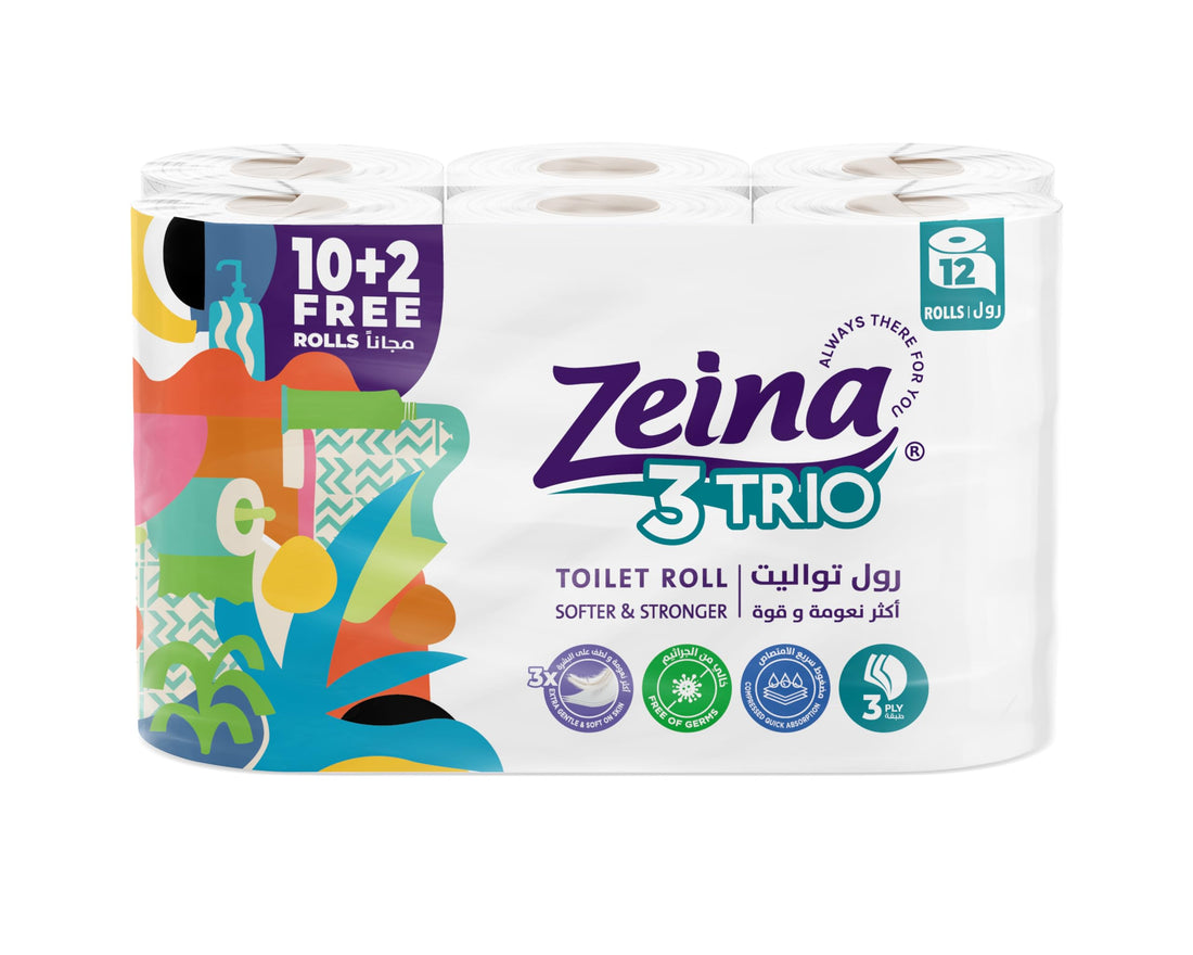 Zeina toilet trio -12 rolls 3 ply