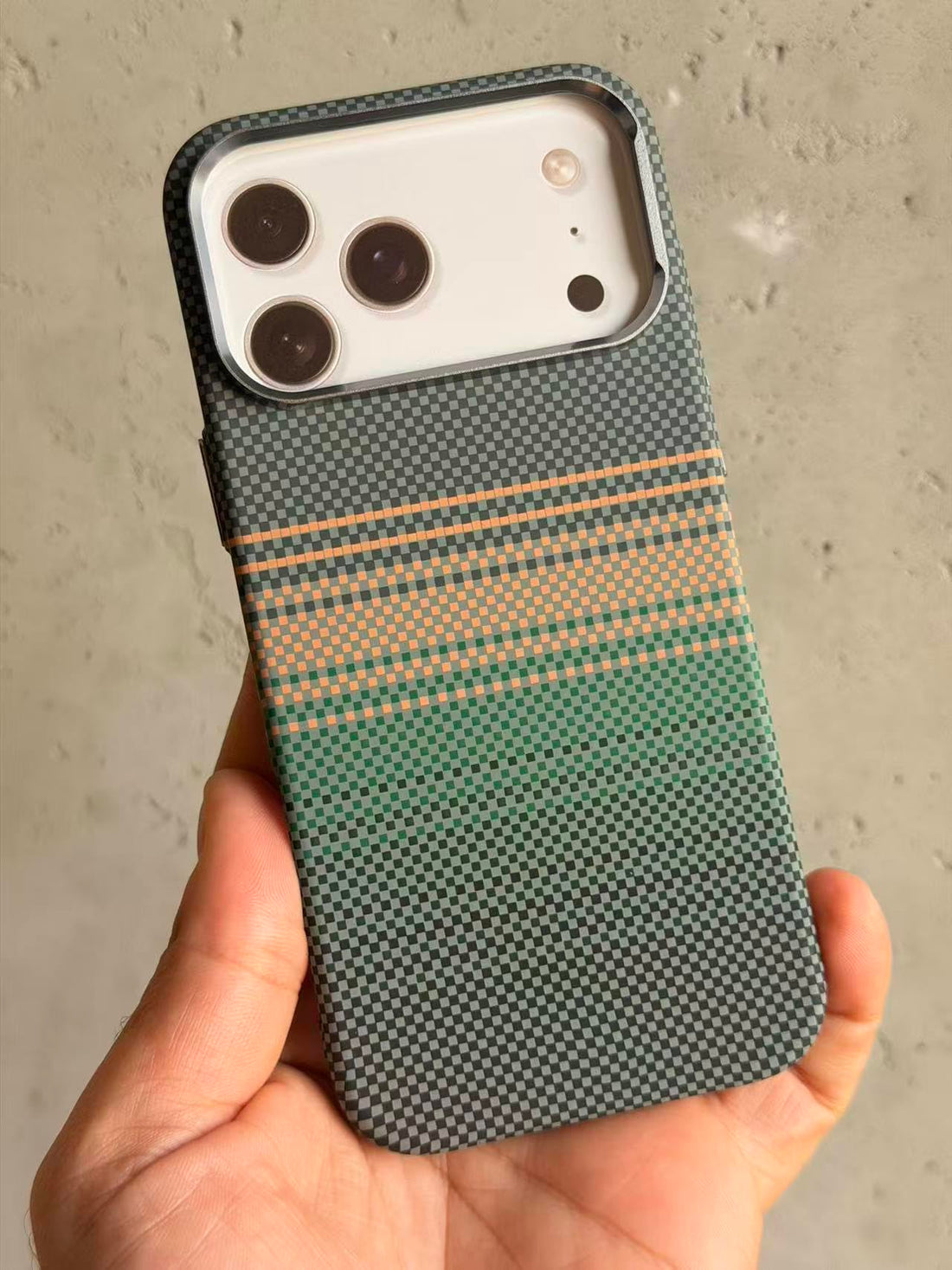 Ecosystem Case For iPhone 17 Pro Max, Aramid Fiber Woven Cover Compatible with Magnetic Wireless charger,1500D Fiber Textures, Slim Fit,Luminous effect, Exceptional Cover 17 Pro Max (Multi Green)