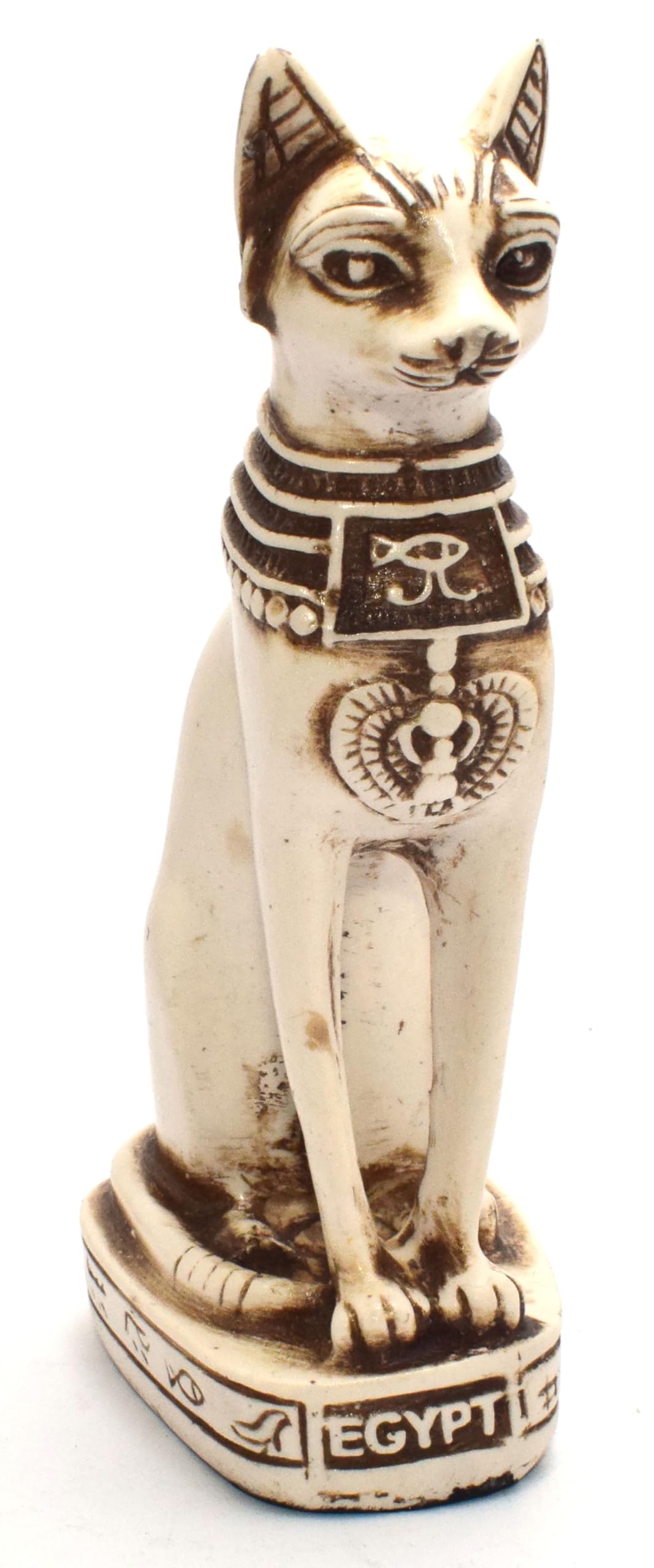 immatgar pharaonic Cat Bastet Statue Egyptian souvenirs gifts from egypt handmade (shape 2 - off white - 13 CM Long)
