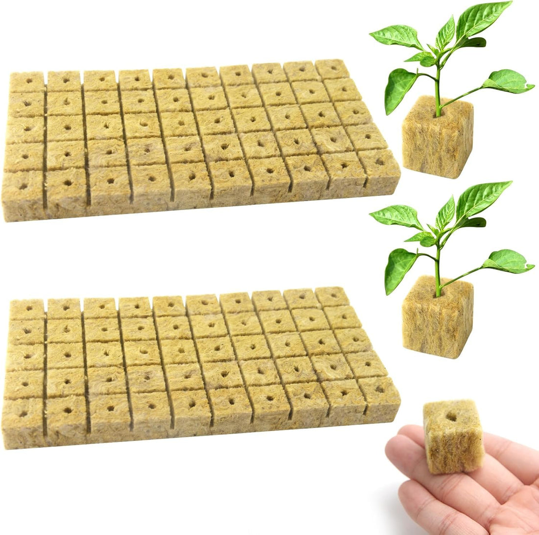 100 Pack Rockwool Grow Plant Growth Cubes for Seed Germination and Hydroponic Seedlings,Breathable Rockwool Starter Cubes for Cutting Plant Propagation,Garden Soil Blocks for Greenhouse