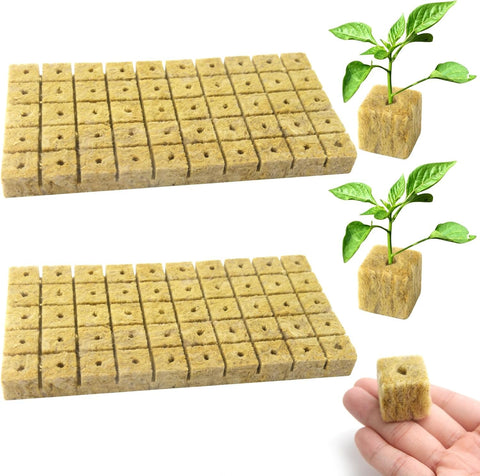 100 Pack Rockwool Grow Plant Growth Cubes for Seed Germination and Hydroponic Seedlings,Breathable Rockwool Starter Cubes for Cutting Plant Propagation,Garden Soil Blocks for Greenhouse