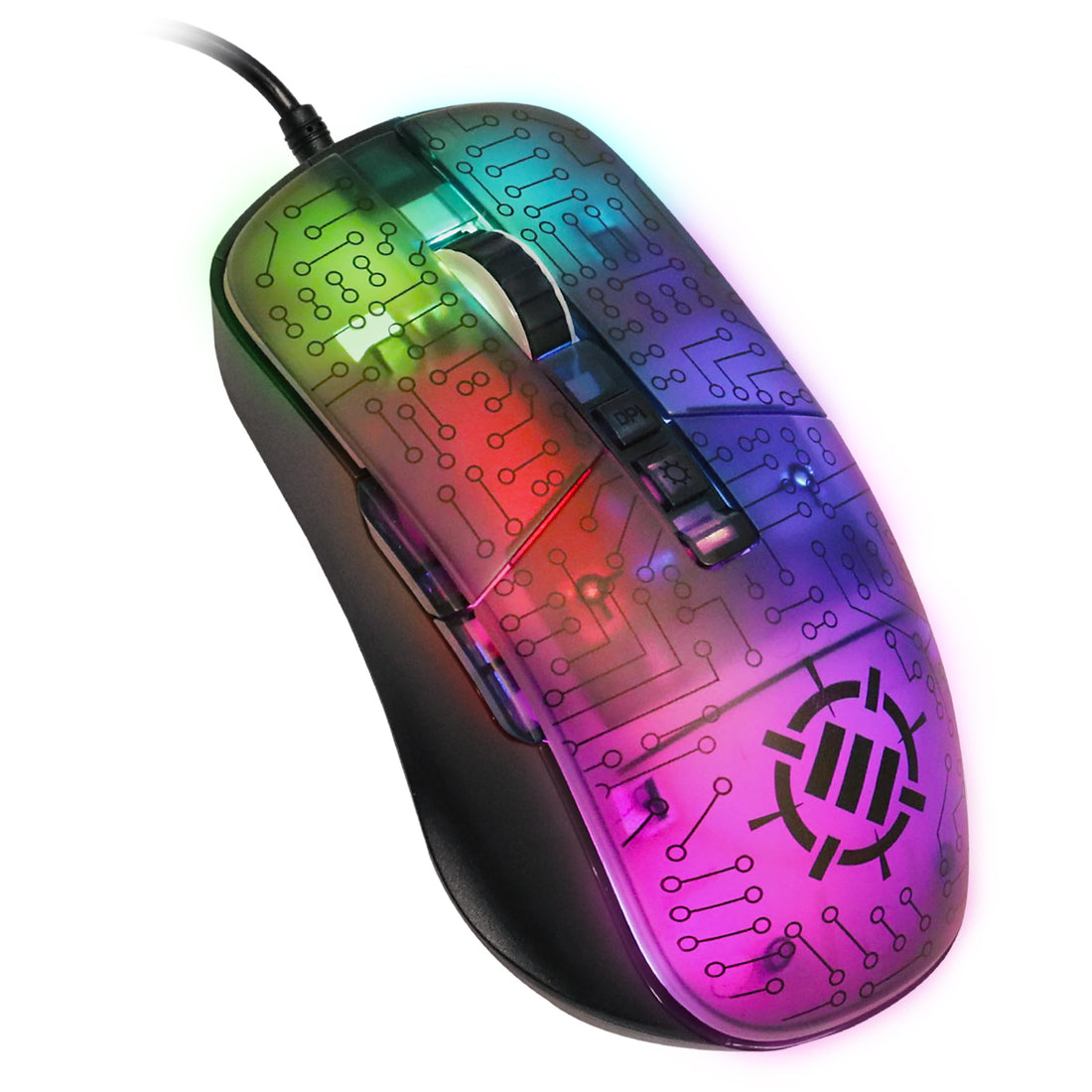 ENHANCE Voltaic 2 Gaming Mouse - Computer Mouse with 7 Programmable Buttons, Adjustable 7000 DPI, 13 Color Modes, Ergonomic Mouse with a Clear, Circuit Design - Wired Mouse for PC, Software Included