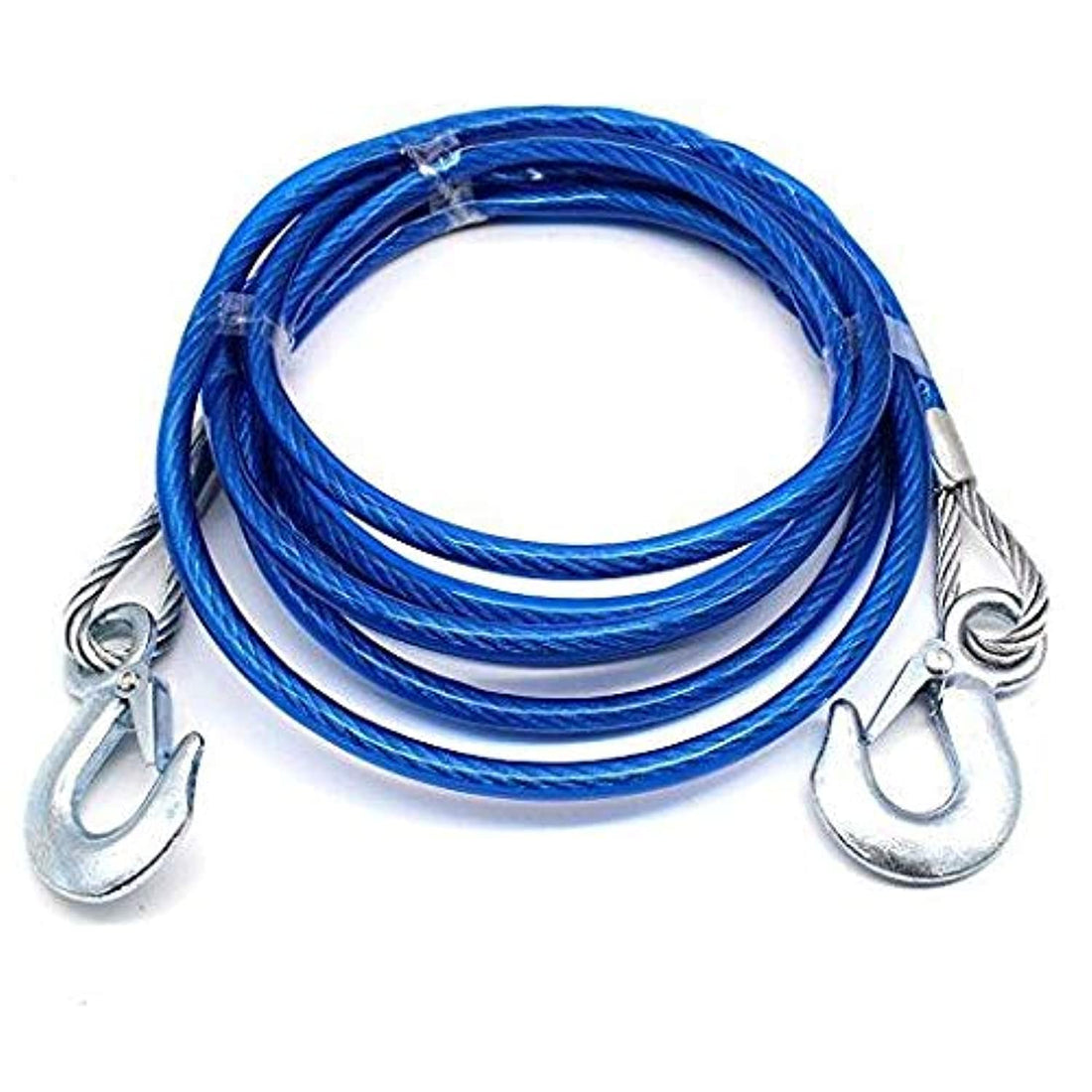 4M 5 Tons Steel Wire Tow Cable Strap Rope with Hooks For Heavy Duty Car Emergency
