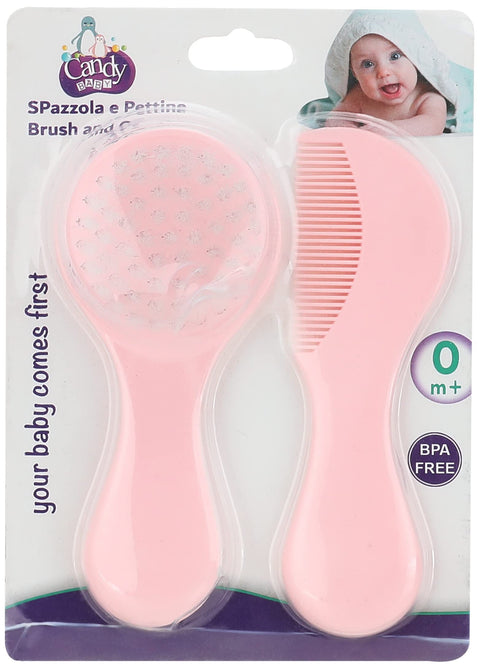 Candy Baby Brush and Comb BPA Free For Girls-Rose-+ 0 Month