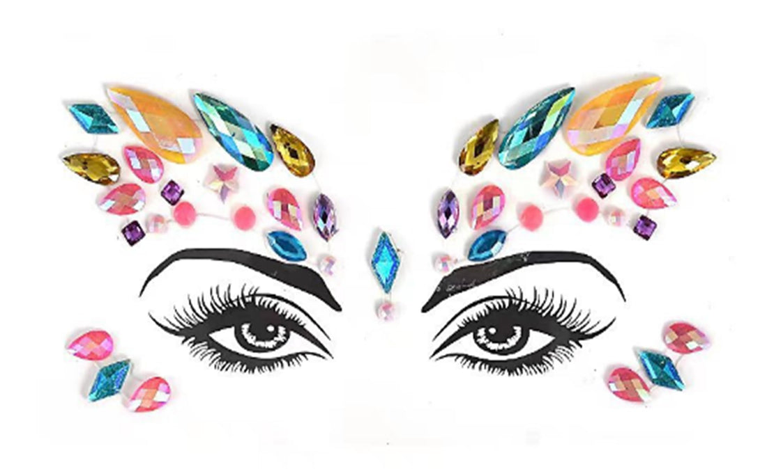THE PACK - Crystal Tattoo Festival Jewels Rhinestones Body Gems Stickers Temporary Tattoos Eyes, Nail Decoration Face Rave Party Fashion Face Stickers for Women (LT-QR-06)