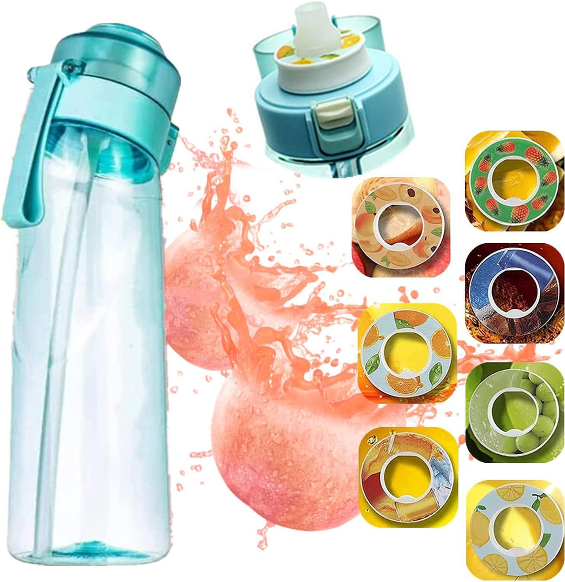 650ML Sports Air Water Bottle BPA Free Starter up Set Drinking Bottles, Fruit Fragrance Water Bottle, with 7 Flavour pods 0 Sugar Water Cup, for Gym and Outdoor Gift