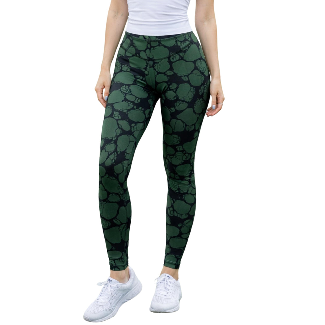 High Waisted Full Length Workout, Women's Athletic Leggings with Signature Pattern. Comfortable and Stretchy for Sport and Everyday Style for Girls and Women
