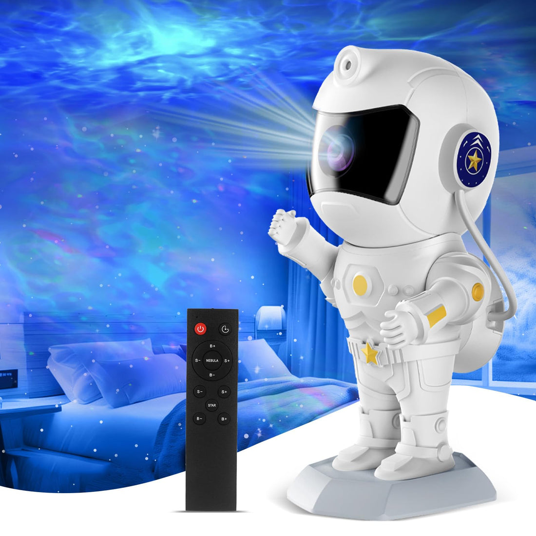 Astronaut Galaxy Projector, Star Projector Night Light for Bedroom, Starry Nebula Space Projector Ceiling Lamp with Timer and Remote Control for Kids Adults