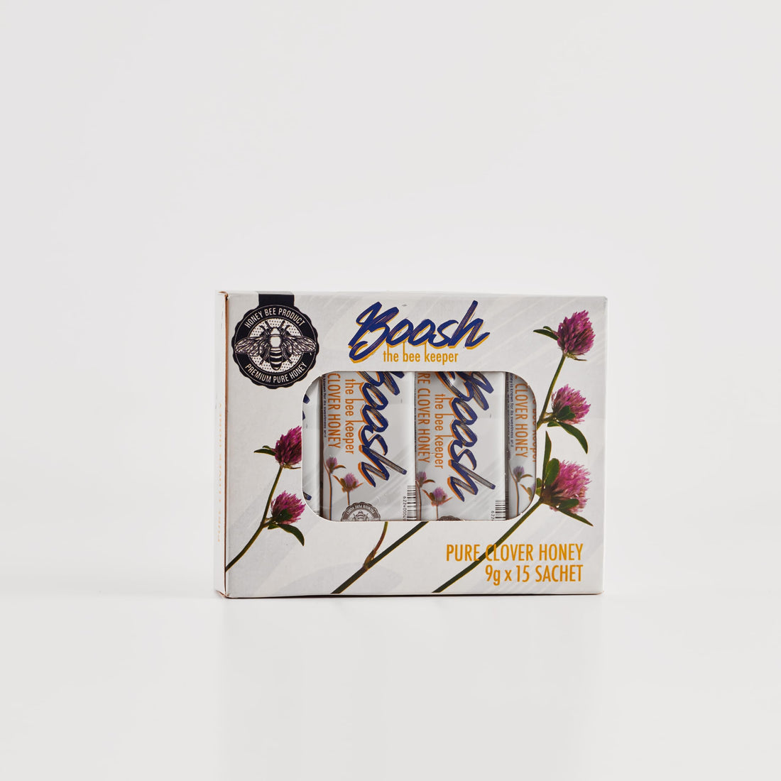 Boosh Pure Clover Honey Sachets Box 15 x 9 g