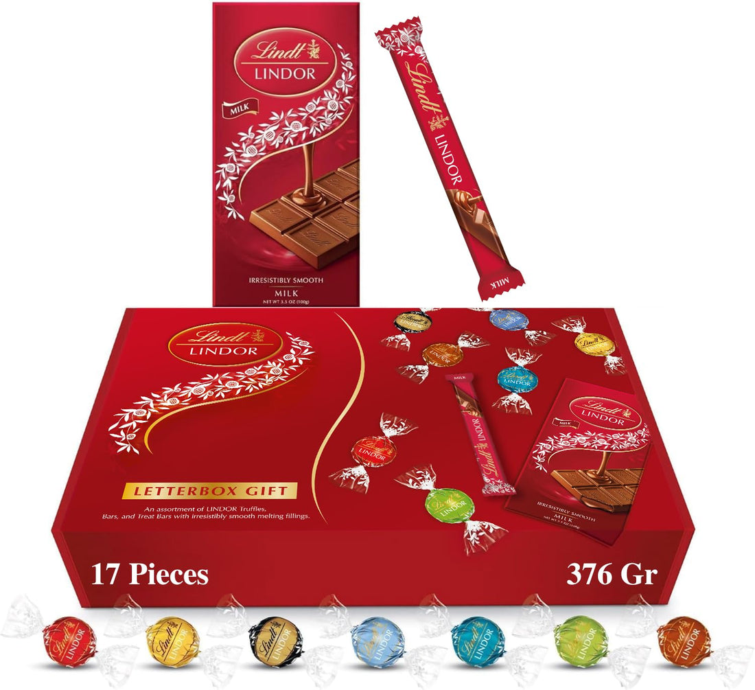 Lindt Lindor Letterbox Gift Hamper - 360g (19-piece Set) - Chocolate Truffles Box - Chocolates Tablets and Wafer - Assorted Flavours