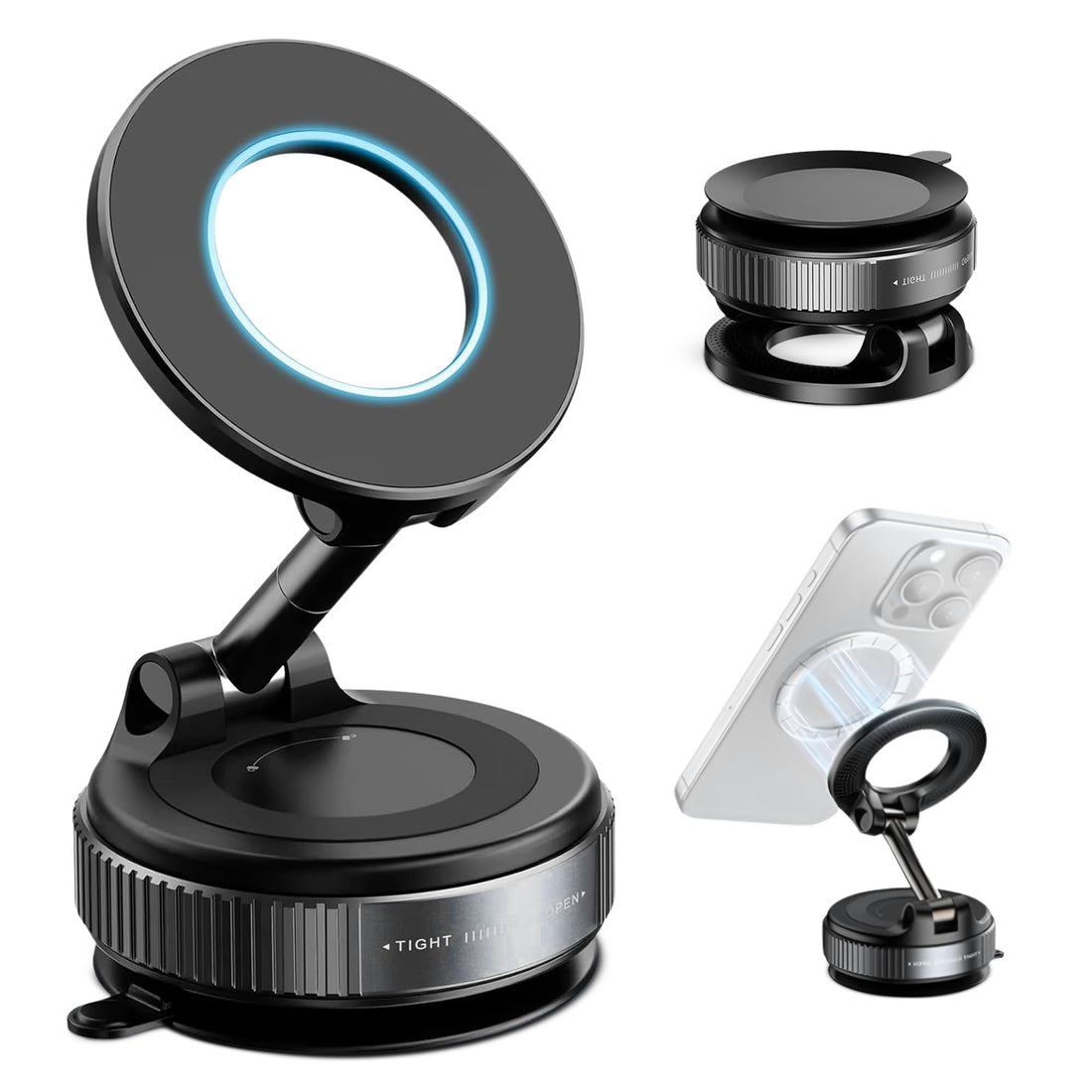 2026 Model Magnetic Car Phone Holder – Strong Suction Cup Car Mount for iPhone & Android, 360° Rotating Dashboard & Windshield Phone Stand, Cell Phone Holder Car Accessories (Black)