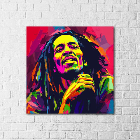 Vibrant BobMarley Pop Art Poster - Iconic Reggae Legend Wall Decor for Music Lovers, Studios, and Modern Living Spaces - Available Framed or Unframed (no frame, 20x20)