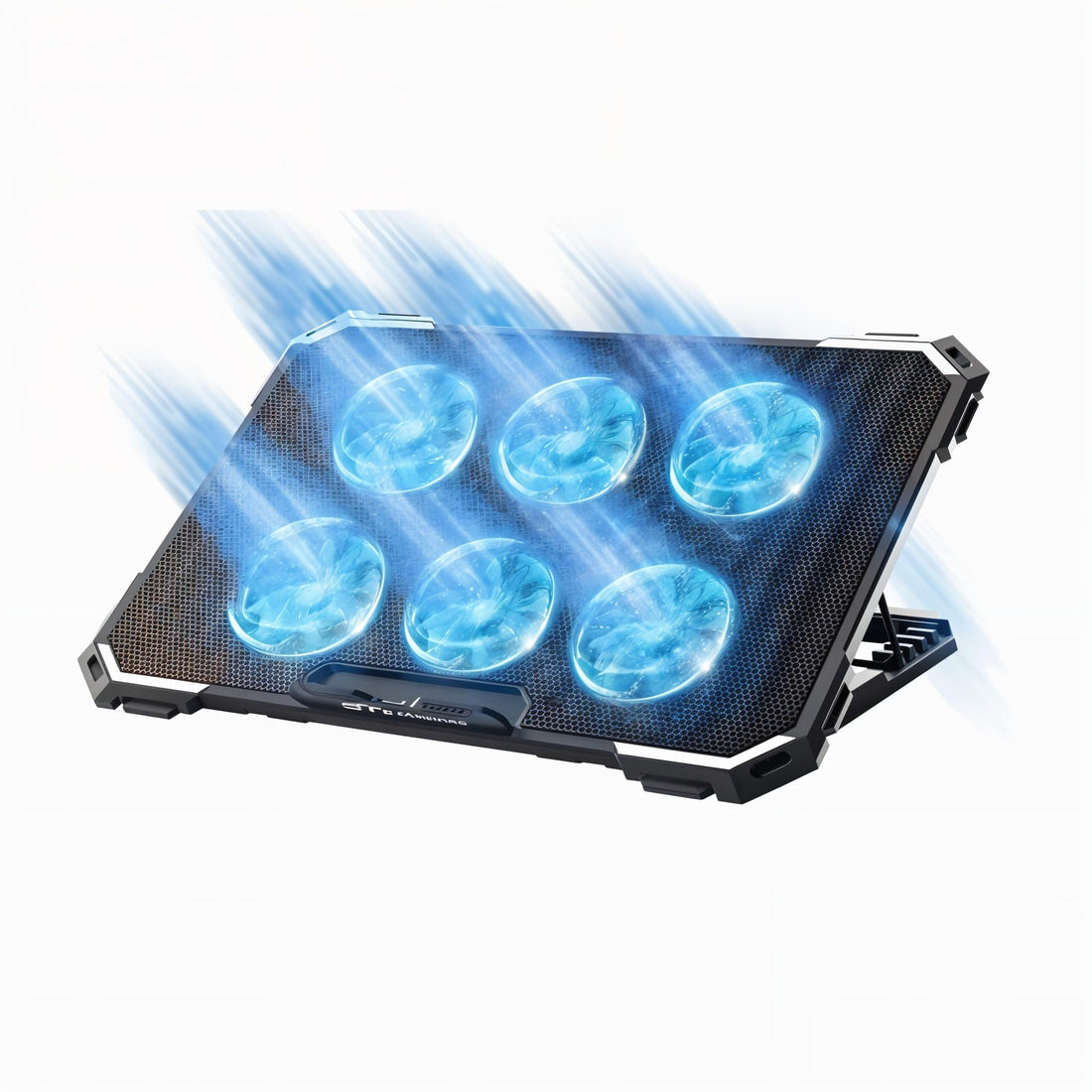 مبرد لابتوب ستاندرد ICE-06N مع 6 مراوح تبريد قوية، إضاءة LED جذابة، منفذي USB، وقابلية تعديل الارتفاع – تصميم مبتكر لأداء تبريد متميز