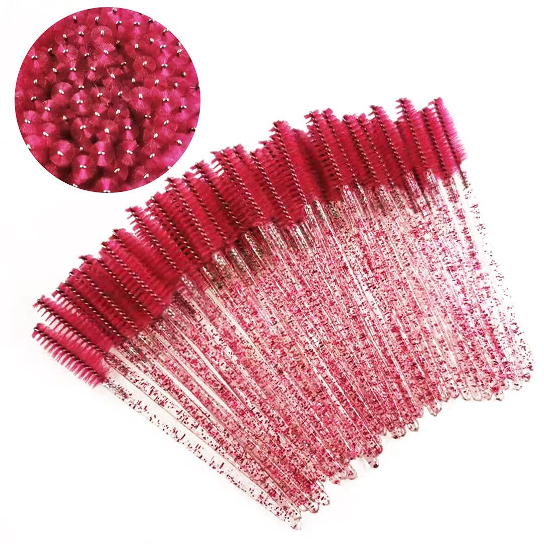 BAOSROY Disposable Eyelash Brush, Crystal Glitter Mascara Applicator, Eyebrow Brush Handle, 50Pcs