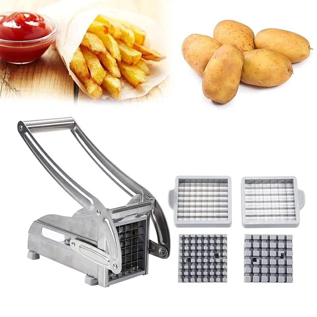 MKKENLEY Stainless Manual Potato Cutter French Fries Slicer Potato Chips Maker Meat Chopper Dicer Cutting Machine Tools For Kitchen