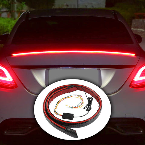 JDMON Universal LED Spoiler Rear Spoiler Lip Kit for Car Trunk, Brake Light, Dark Black, Trunk Spoiler, Universal Fit for Roof, Wing (3.9 ft)