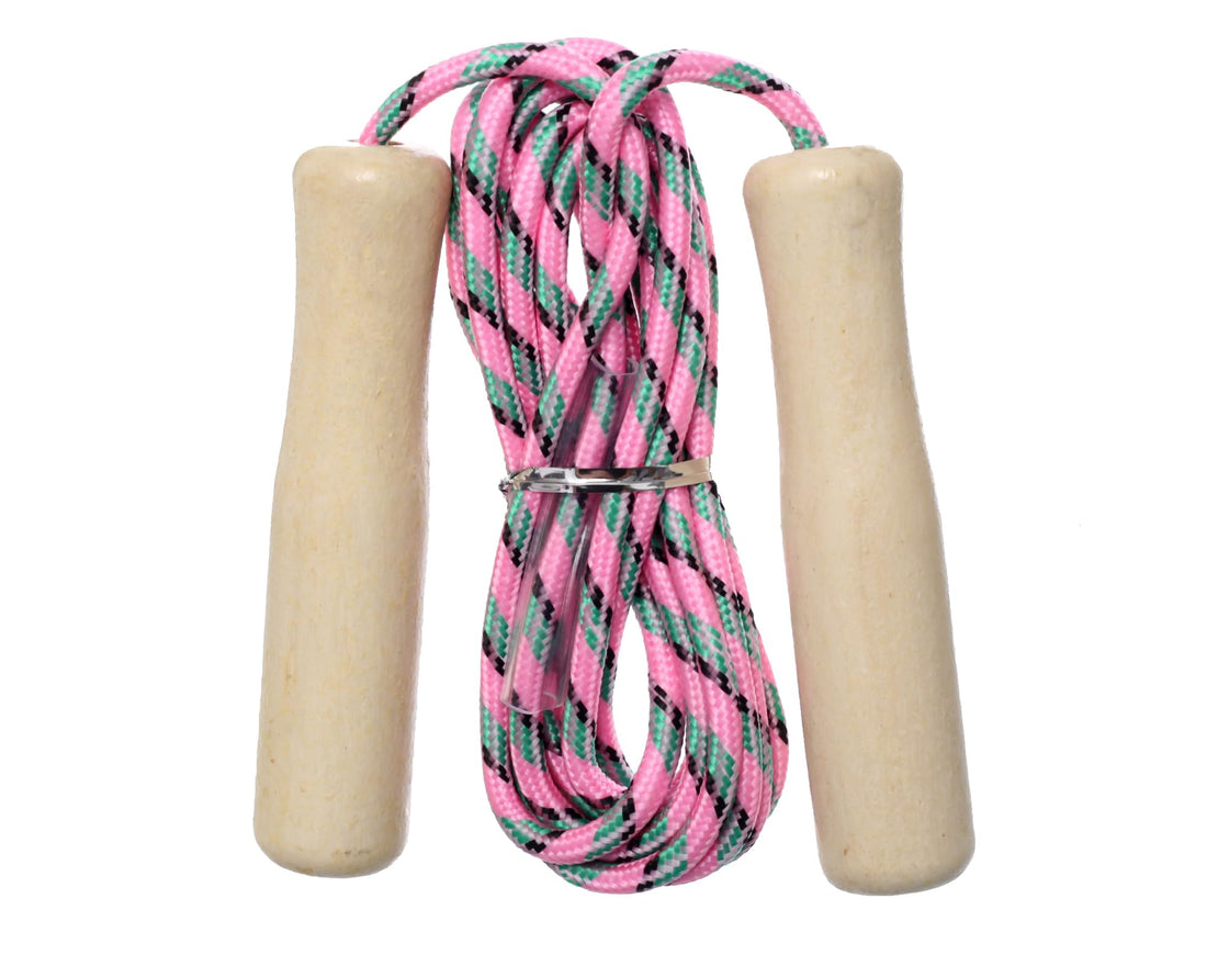 MINSA Wooden Handle Jump Rope M193 Pink for Cardio Fitness Training