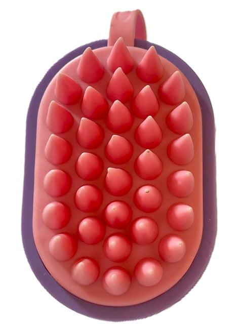 Massager Brush - Silicone Massager With Tank, Grateful Silicone Massage Brush Shampoo Scalp, Body Washing and Hair Massage Comb - Oval (Light Purple & Light Pink)