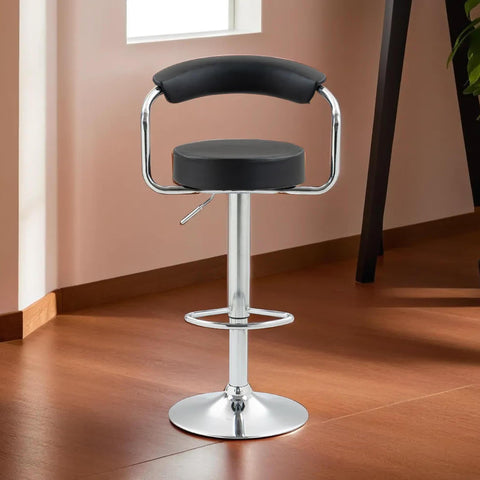 SAVYA HOME Bar Stool | Revolving Stool for Kitchen | Height Adjustable 360 Swivel Design | High Chair for Adults Suitable for Cafeteria Dining Office Shops | Black