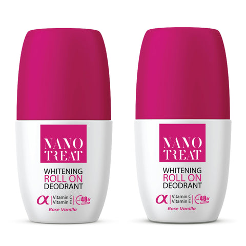 NanoTreat Deodorant - Free Aluminum & Parabens - 5 in 1 Formula -Long Lasting Odor Protection - 24h - (Rose Vanilla)