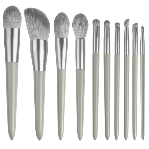 Makeup Brush Set With Bag - Professional Makeup Brushes, Set Of 10 Pieces, Soft Bristles, Foundation, Eyeshadow, Blending & Contouring Brushes, Beauty Tools, For Women & Girls (Silver)