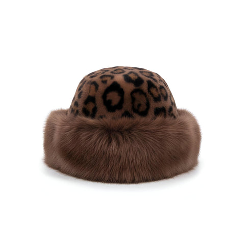 Y2K Hat - Cheetah Faux Fur Beanie with Fuzzy Texture, Emo Grunge Style Accessory for Casual or Party Looks, Coquette Inspired Fashion Statement Piece