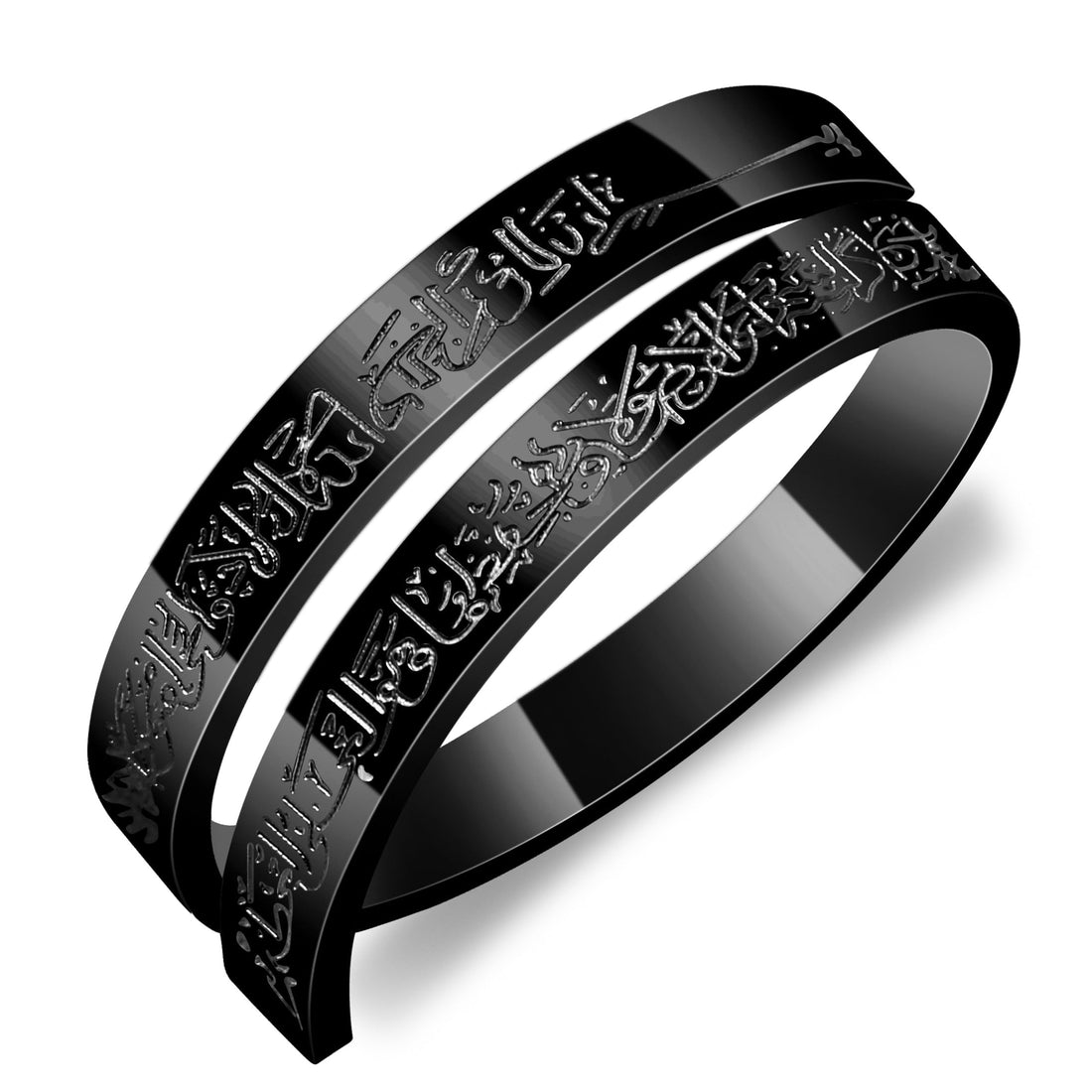 SHOWDAY Islamic Quran Ring Stainless Steel Adjustable Scripture Wrap - 3mm Engraved Muslim Jewelry for Men Women, Egyptian Arabic Faith Accessories