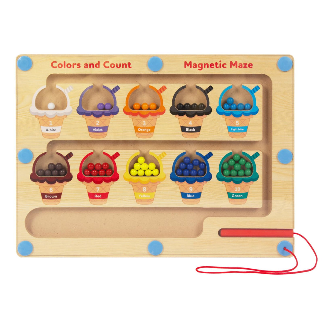 Montessori Toy Magnetic Game Pearl Maze Magnetic Toy Colour Matching Learning Counting Puzzle Classification Board 3 Years + (EIS)