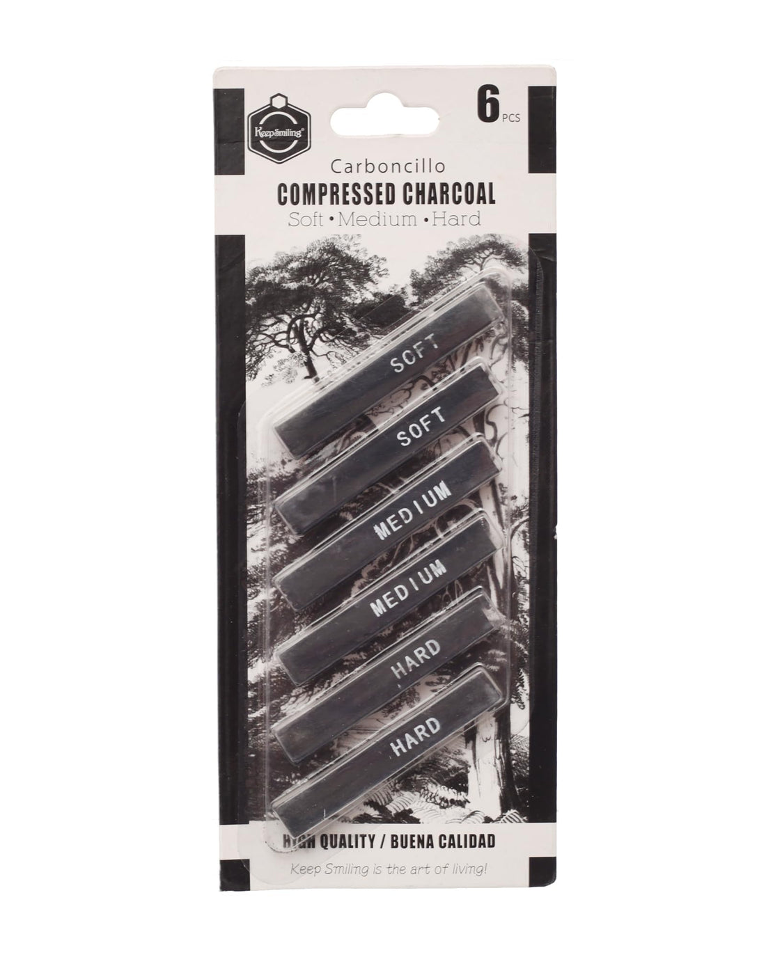 Keep Smiling Compressed Set of Charcoal Sticks 2 Soft + 2 Medium + 2Hard Stickes For Professional Shading and Artistic Sketching Black Model TB-101152
