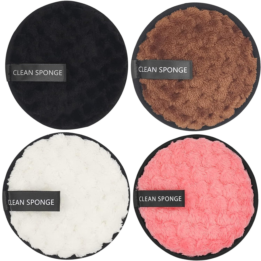 Reusable Soft Makeup Remover Pads for All Skin - 4 pack Microfiber Face Rounds Wipes Heavy Mascara Eye Shadow Facial Cleansing Puffs Foundation, Washable Removal Cloth, Chemical Free (Multicolor)