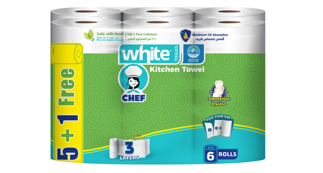 White classic kitchen rolls - 6 rolls