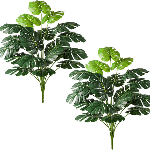Artificial Palm Tree Leave Plants - 2PCS 28'' Tall Fake Plant Monstera Leaf Indoor Outdoor, Large Faux Floor Plant for Living Room, Bedroom Plants Decor, Bathroom Farmhouse Home House Decor