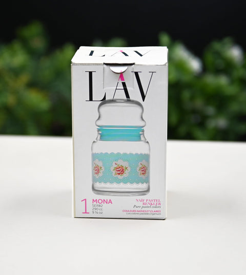 LAV MONA Glass Jar /290 cc- 9.75 Oz/Elegant design, Trusted Brand, Attractive shape of Dry (Cereals, Grains, Herbs), Spices, Sugar, Powder (Milk, Cocoa,Nescafe, Coffee)