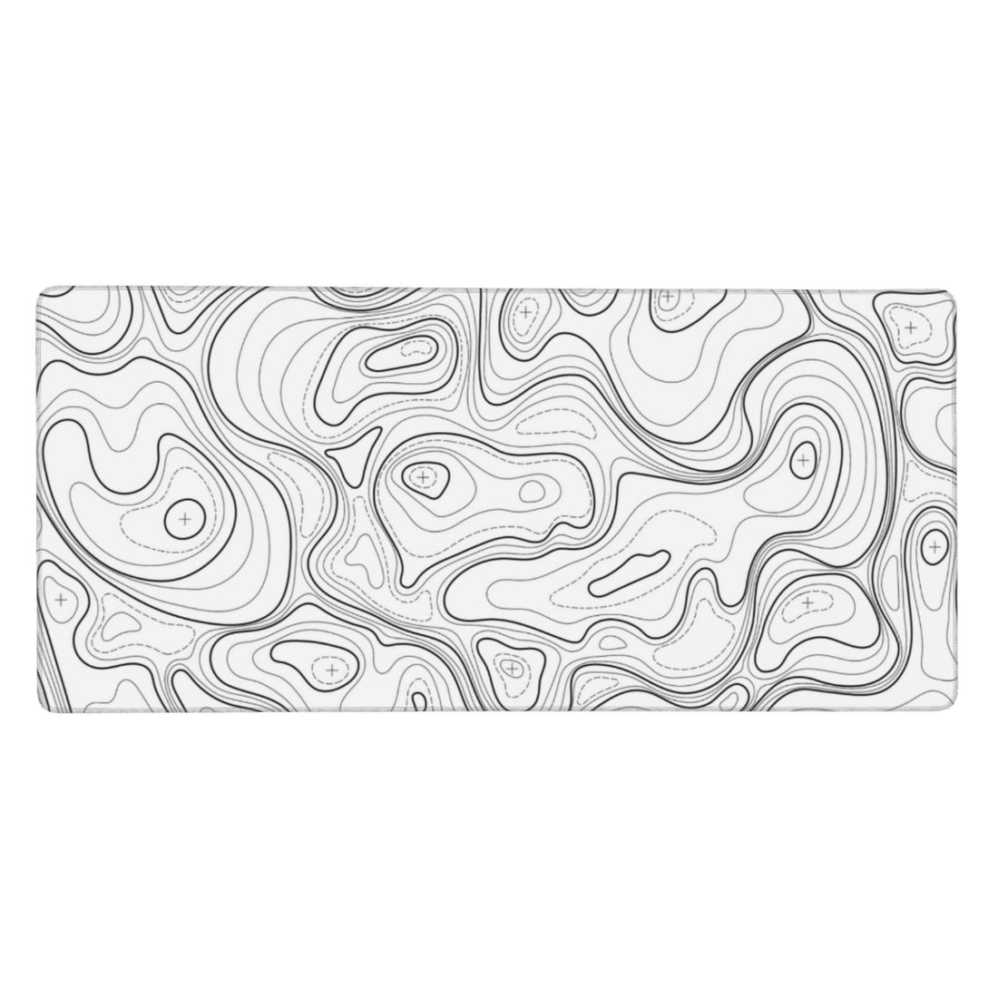 Large Gaming Mouse Pad White Topographic Contour Mouse Pad with Stitched Edges & Nonslip Rubber Base Extended XXL Long Mousepad Big Desk Mat for Company Office Work, 35.4 x 15.7 in