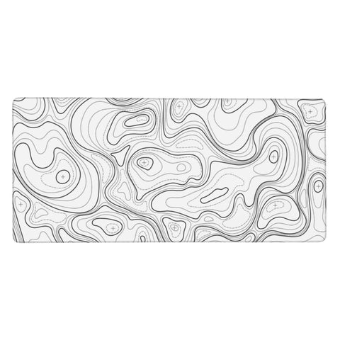 Large Gaming Mouse Pad White Topographic Contour Mouse Pad with Stitched Edges & Nonslip Rubber Base Extended XXL Long Mousepad Big Desk Mat for Company Office Work, 35.4 x 15.7 in