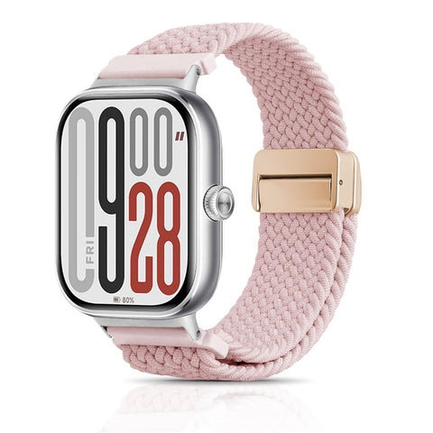 Braided Bracelet Compatible with Redmi Watch 4/5 / 6 / Xiaomi Smart Band 8 Pro/Band 9 Pro, Nylon Magnetic Fabric Elastic Sport Nylon Replacement Strap for Men Women