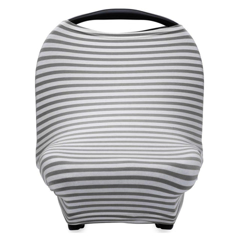 Moro Moro 3 Parker Baby 4 In 1 Car Seat Cover For Girls And Boys - Stretchy Car seat Canopy, Nursing Cover, Grocery Cart Cover, High Chair Cover - Gray/White Stripes