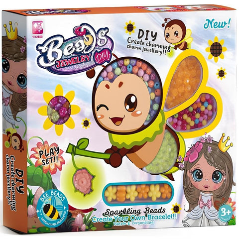 Beads Jewelry DIY Kit for Kids, Create Your Own Charm Bracelet Making Set, Sparkling Colorful Beads, Age 3+